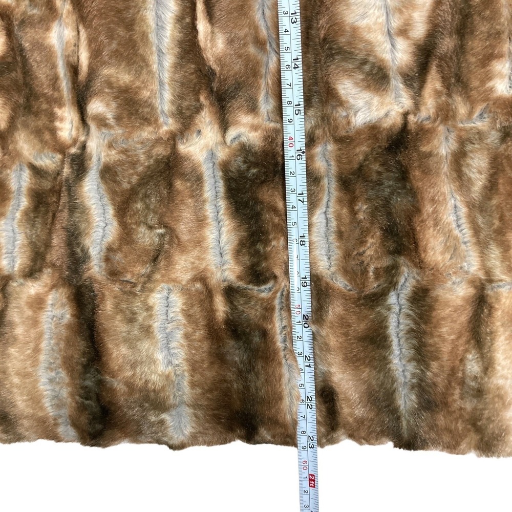 Adrienne Landau Size LARGE Faux FUR JACKET Coat Long Fur Collar Lapel Brown NWOT - Picture 11 of 13